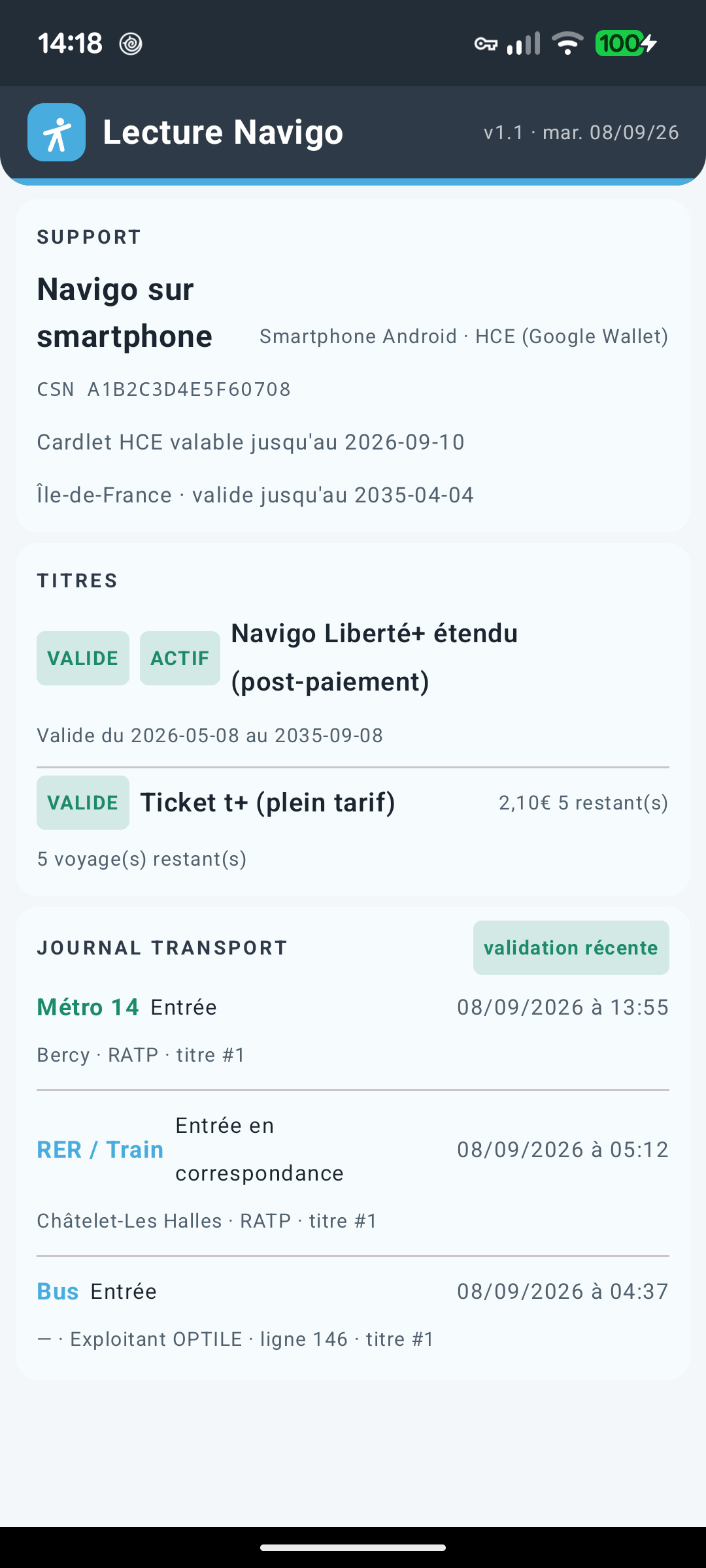 Navigo Liberté+ sur smartphone