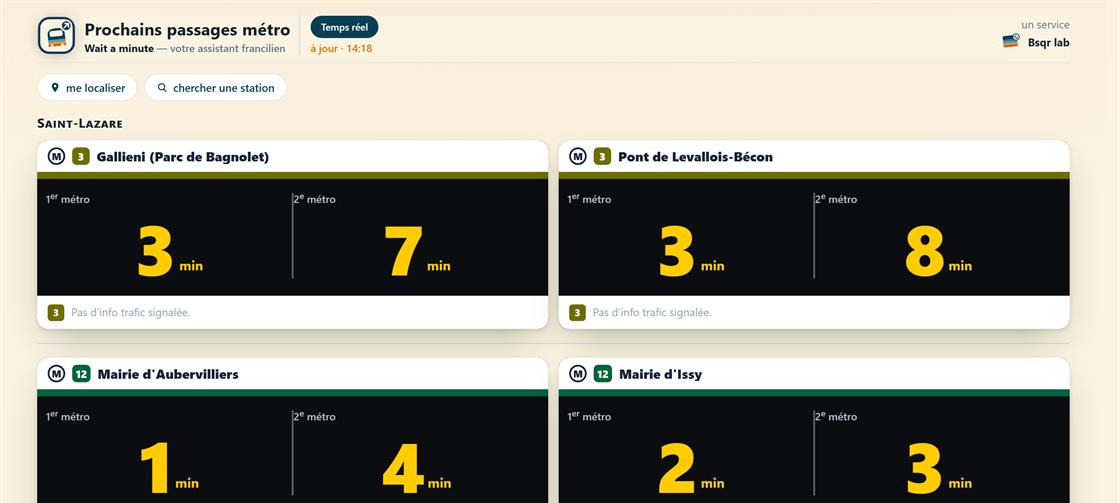 Panneau métro - deuxième relevé, les minutes ont diminué